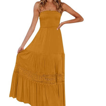 Load image into Gallery viewer, Zesica Tiered Smocked Strapless Mustard Maxi Dress size Medium

