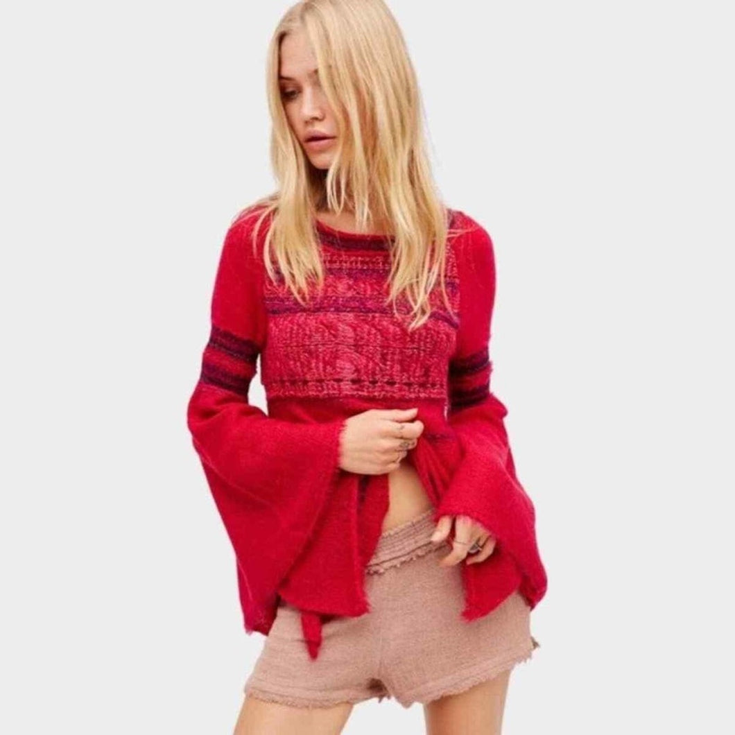 Free People Craft Time Bell Sleeve Sweater size S