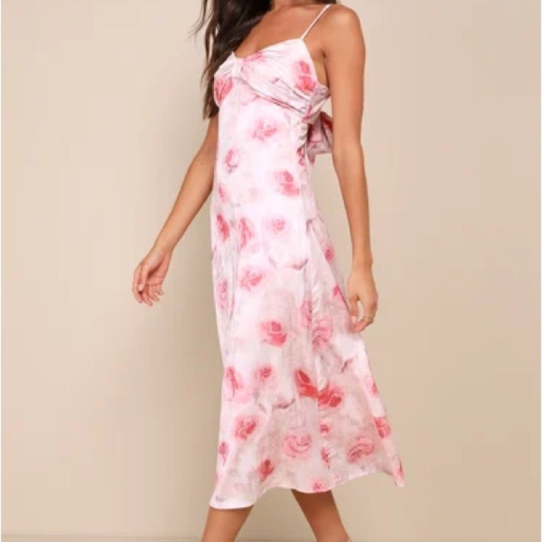 Freesia Floral Print Tie-Back Midi Dress size S