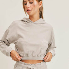 Load image into Gallery viewer, Mono B Ribbed Cropped Hoodie Sweatshirt size M
