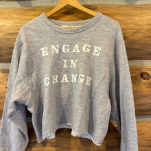 Load image into Gallery viewer, Women&#39;s &quot;Engage In Change&quot; Cut Off Sweatshirt Universal Thread Gray Size Medium
