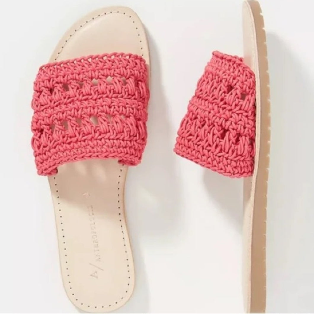 By Anthropologie Crochet Slides size 8