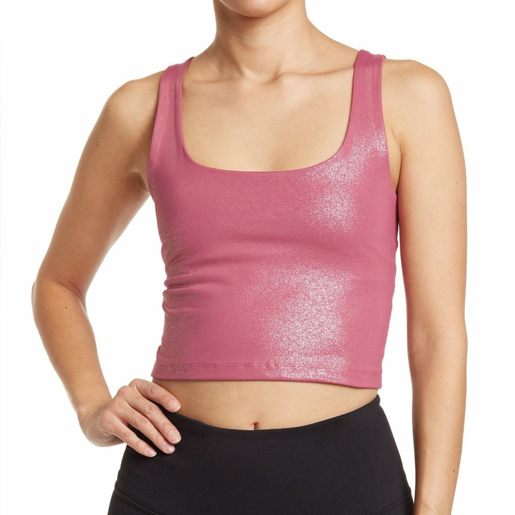Beyond Yoga Shimmer Pink Crop Top size M