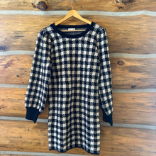 Load image into Gallery viewer, Adora Navy Checkered Sweater Dress size L
