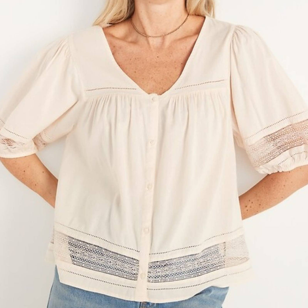 Old Navy Oversized Lace-Trim Button-Front size XL