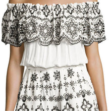 Load image into Gallery viewer, Parker Julie Embroidered Off The Shoulder Romper White size Medium
