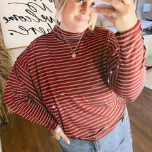 Load image into Gallery viewer, Hem &amp; Thread Striped Mockneck size S/M
