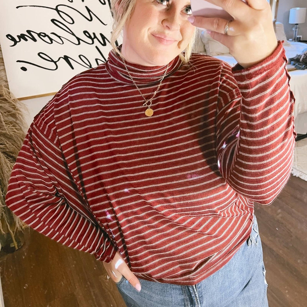 Hem & Thread Striped Mockneck size S/M