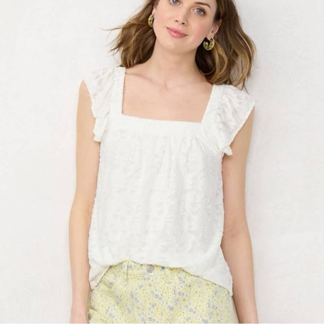 Lauren Conrad Textured White Tank Top size XXL