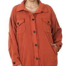 Load image into Gallery viewer, ZENANA Oversized Basic Fleece Shacket size Large
