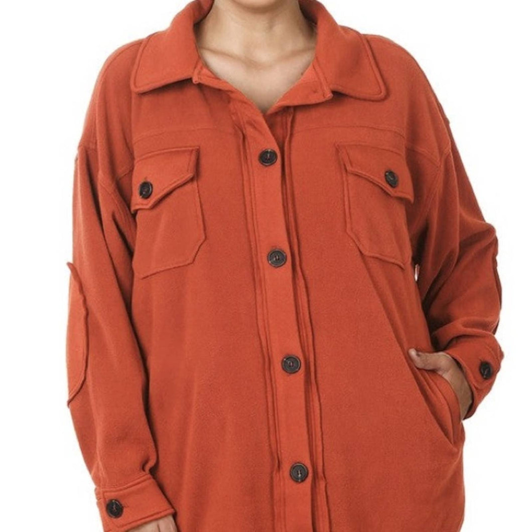 ZENANA Oversized Basic Fleece Shacket size Large