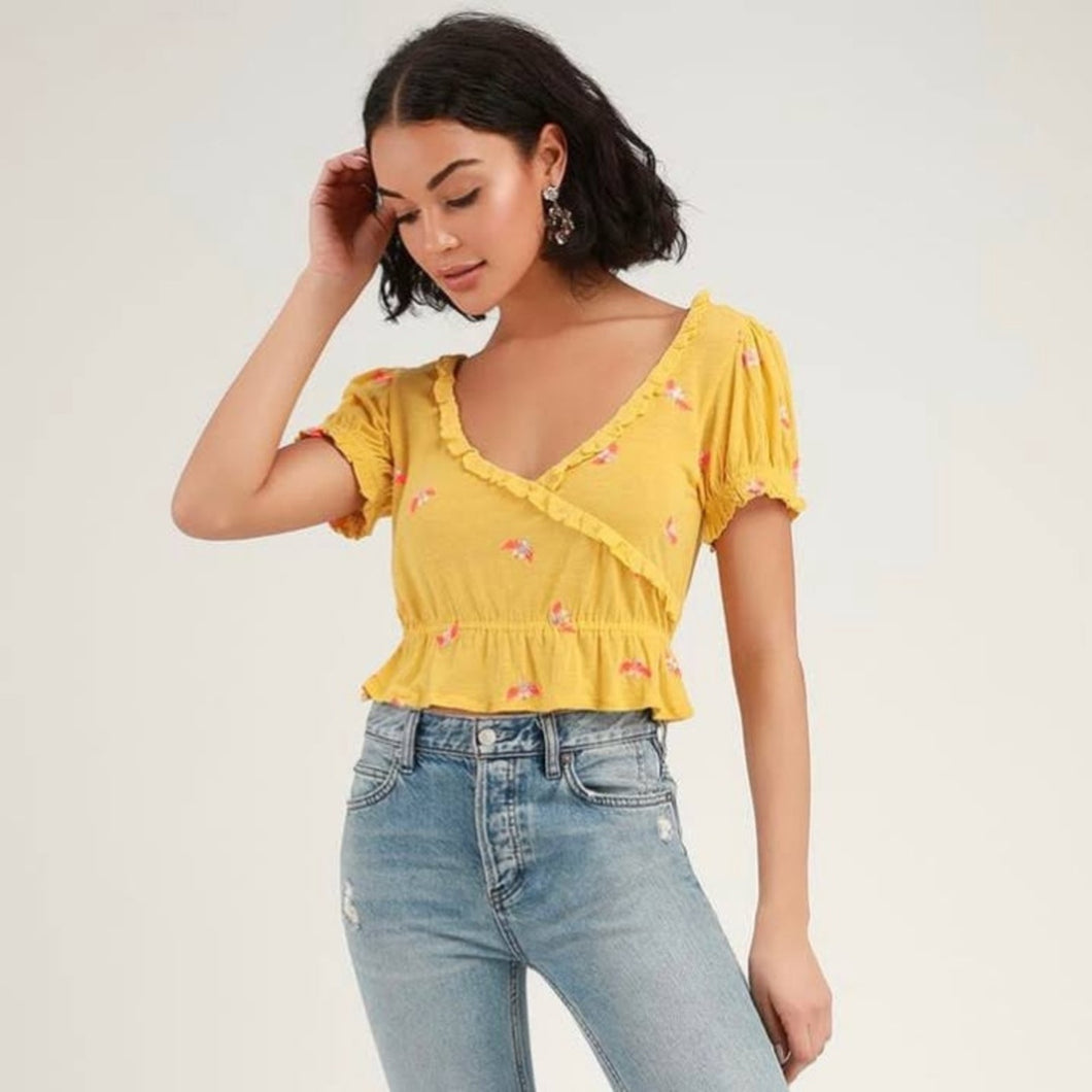 Free People Full Bloom Embroidered Top size Large