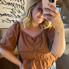 Load image into Gallery viewer, Women&#39;s Puff Elbow Sleeve Linen Peasant Shirt Top A New Day size XXL
