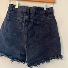 Load image into Gallery viewer, Distressed Black Shorts size Small
