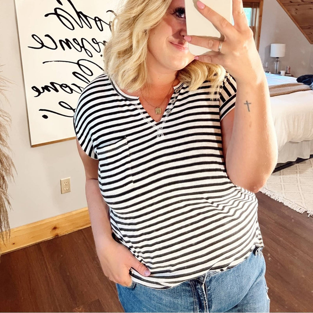 Hem & Thread Striped Top size Small