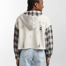 Load image into Gallery viewer, Dance &amp; Marvel Pieced Knit Hooded Shacket size Medium
