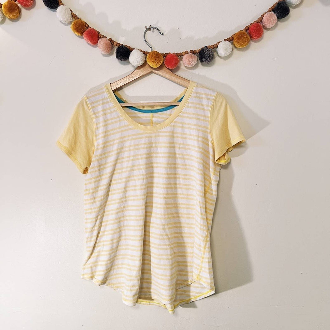 Lululemon Yellow Striped Top size Medium